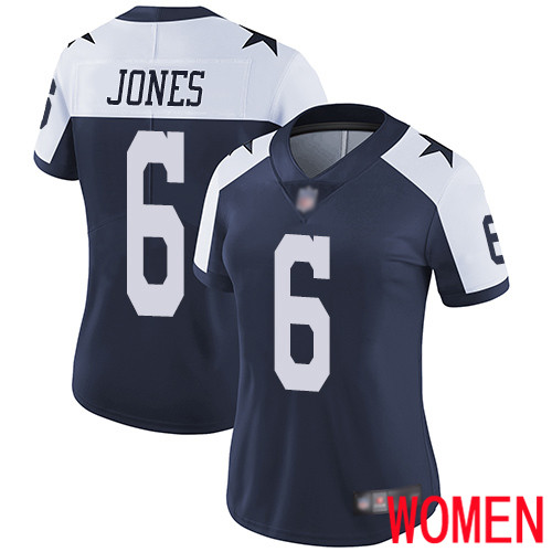 Women Dallas Cowboys Limited Navy Blue Chris Jones Alternate #6 Vapor Untouchable Throwback NFL Jersey->women nfl jersey->Women Jersey